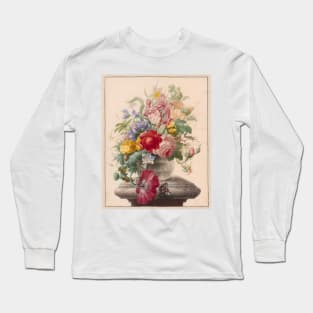 Flowers in a Glass Vase with a Butterfly Long Sleeve T-Shirt